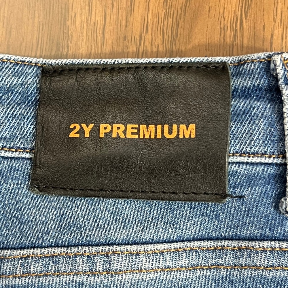2Y Premium Distressed Skinny Jeans Mens 28 Blue Ripped Stretchy Streetwear - Picture 3 of 12